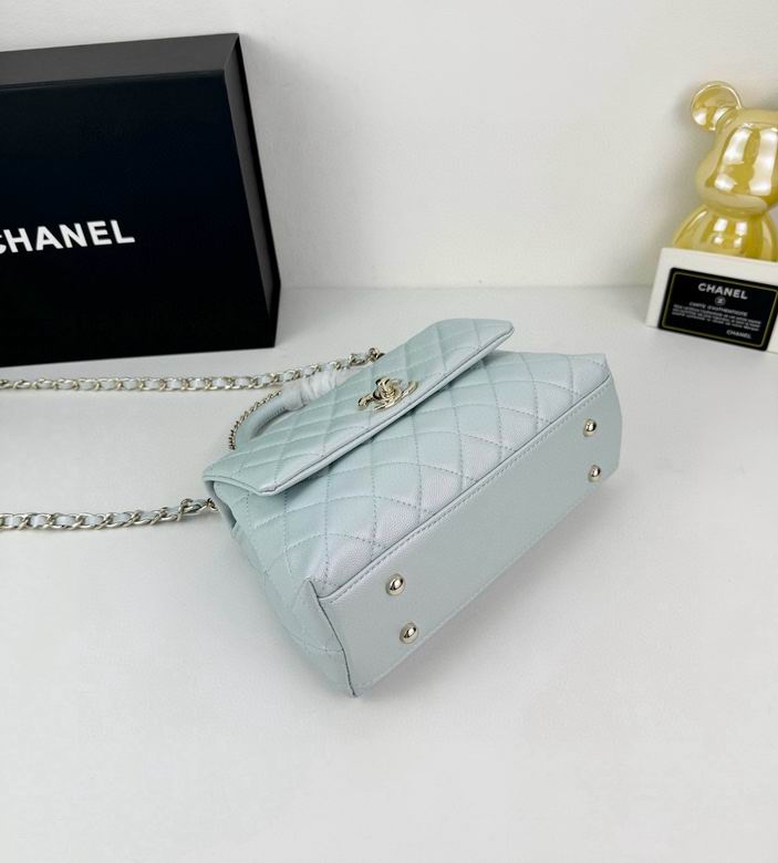 Chanel Coco Classic Flap Bag 24cm/9.4in Caviar Leather Silver Hardware – Light Blue