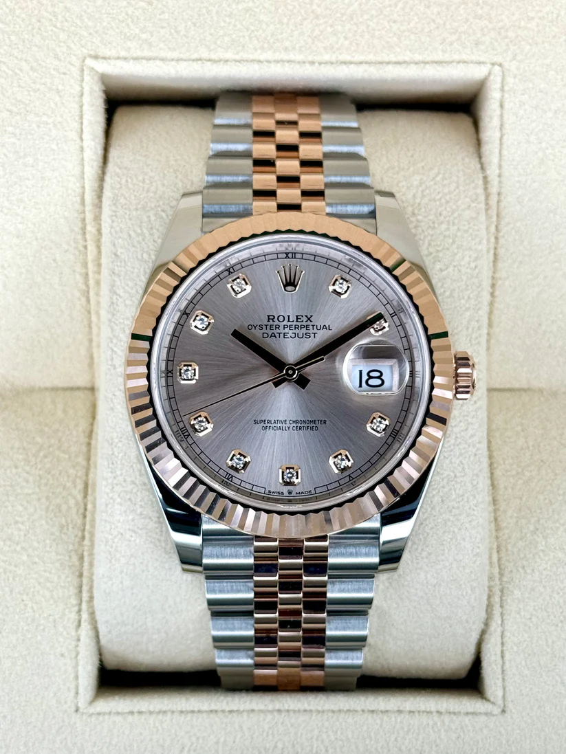【Super Clone】RLX Datejust 41mm 126331 Sundust Diamond Jubilee Steel and Everose Gold Watch