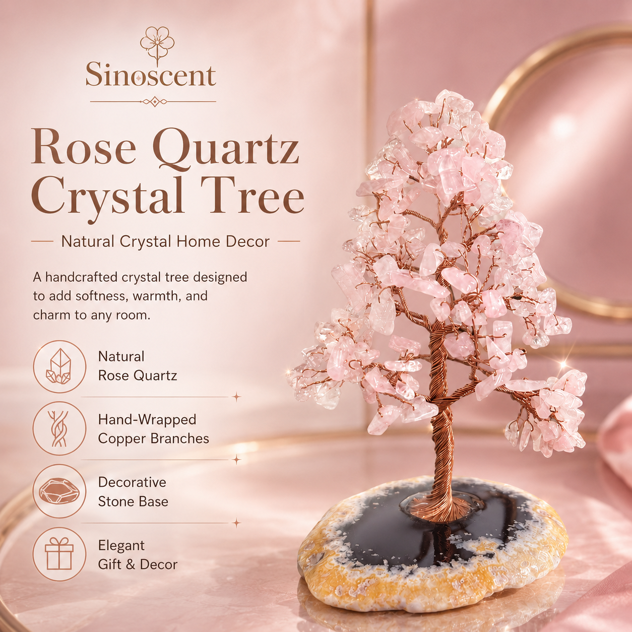 RoseQuartzCrystal Tree