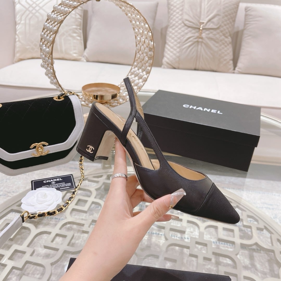 Chanel Slingbacks Grosgrain Black G31318 Y50006 94305