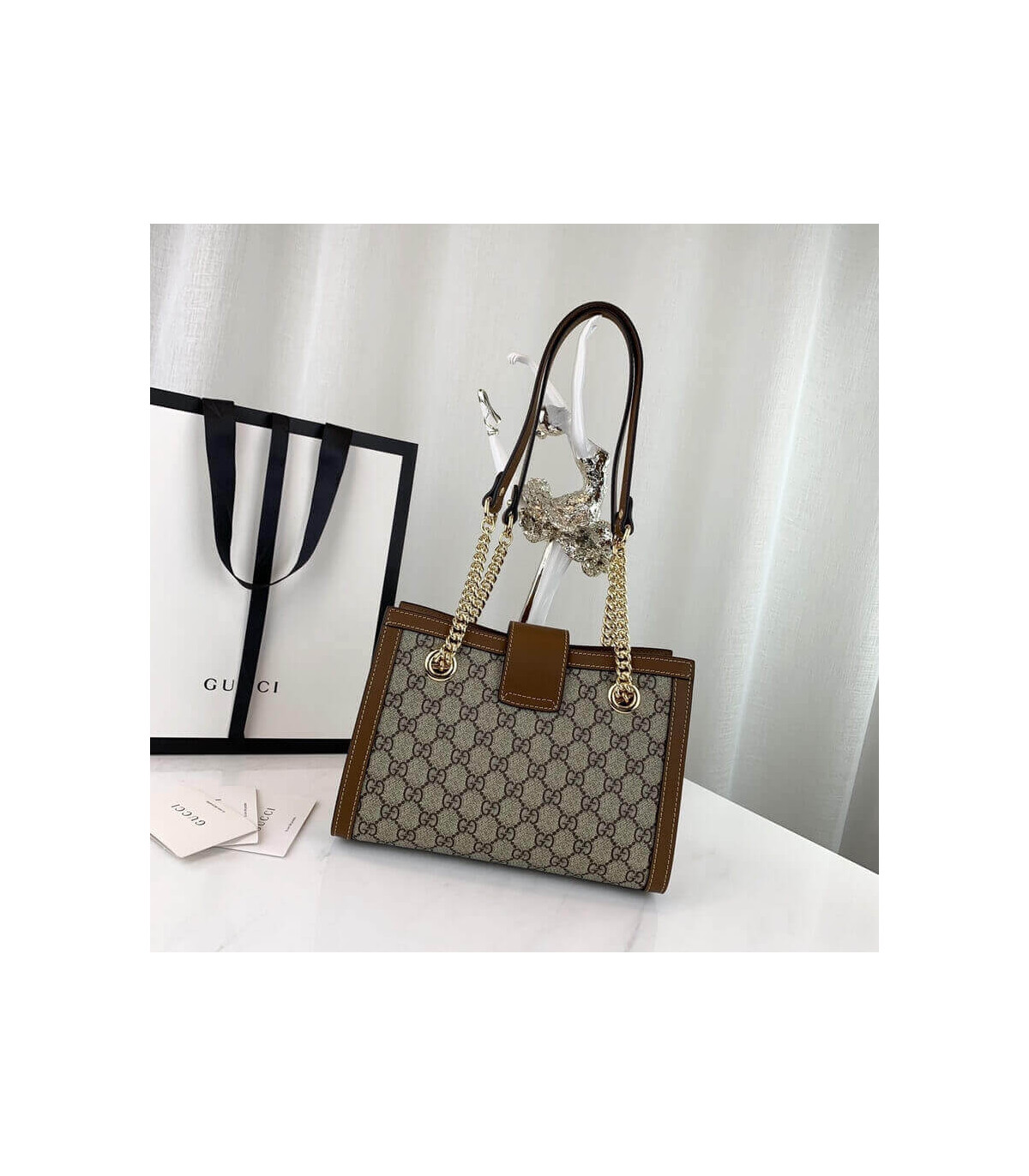 Gucci GG Supreme Padlock Small Shoulder Bag Brown 26cm