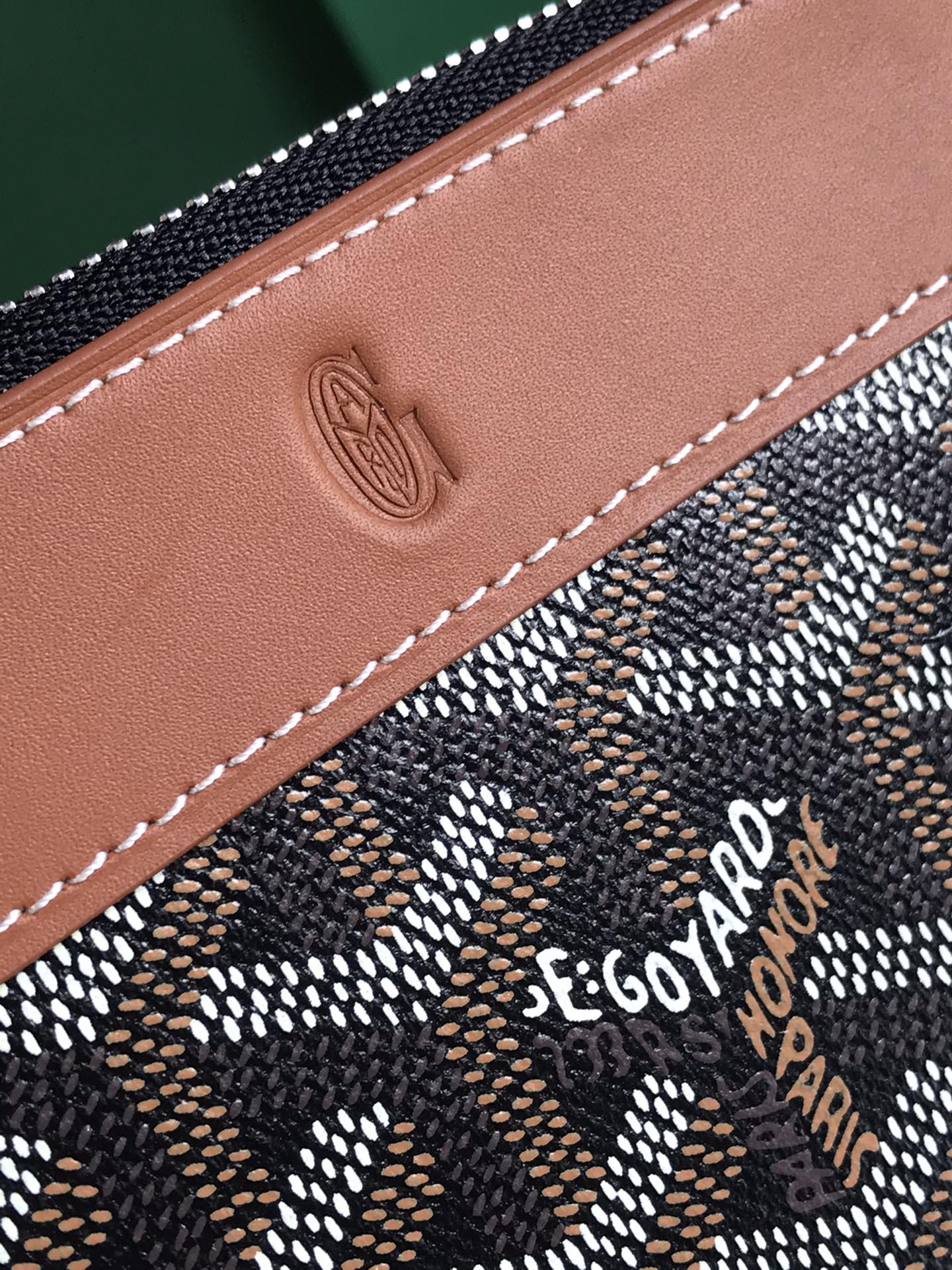 Goyard Matignon Mini Wallet 11 Cm Black Goyardine Canvas And Tan Calfskin