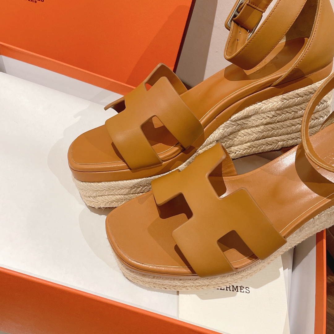 HERMES 40 ESPADRILLES BROWN DOLL