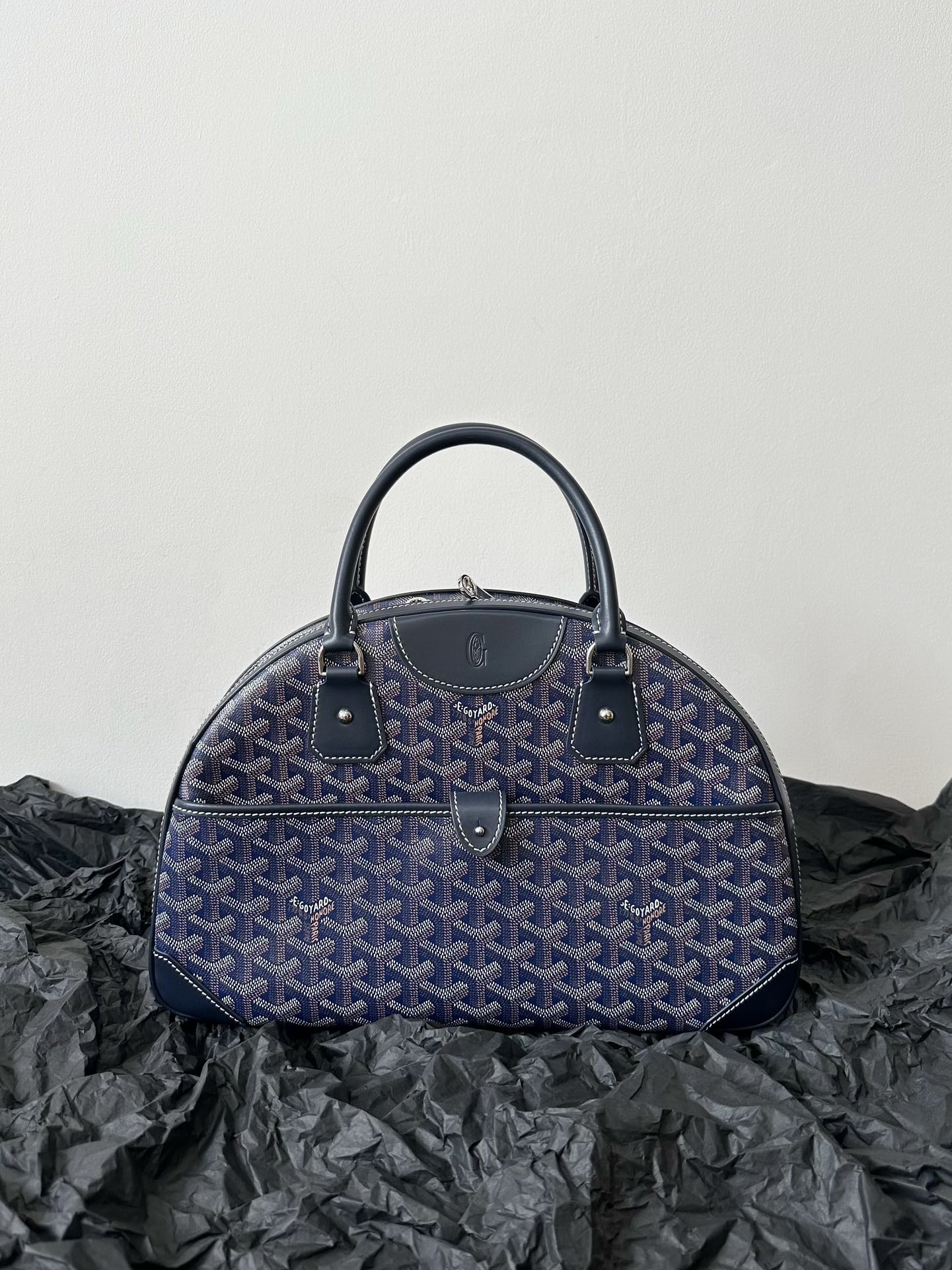 Goyard Goya Bowling Ball Medium Navy Blue Canvas 35cm