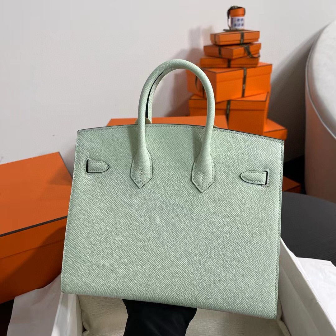 Hermes Birkin 25Cm Vert Fizz Togo Leather Silver Hardware