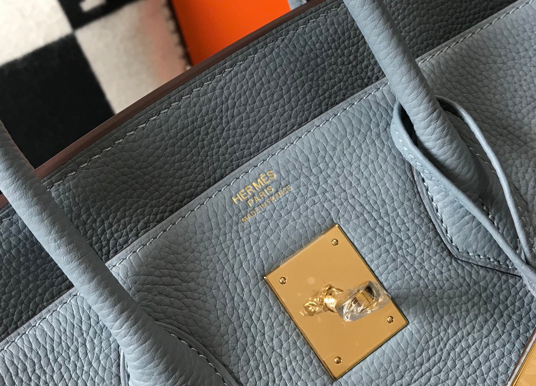 Hermes Birkin 35Cm Sky Blue Togo Leather Gold Hardware