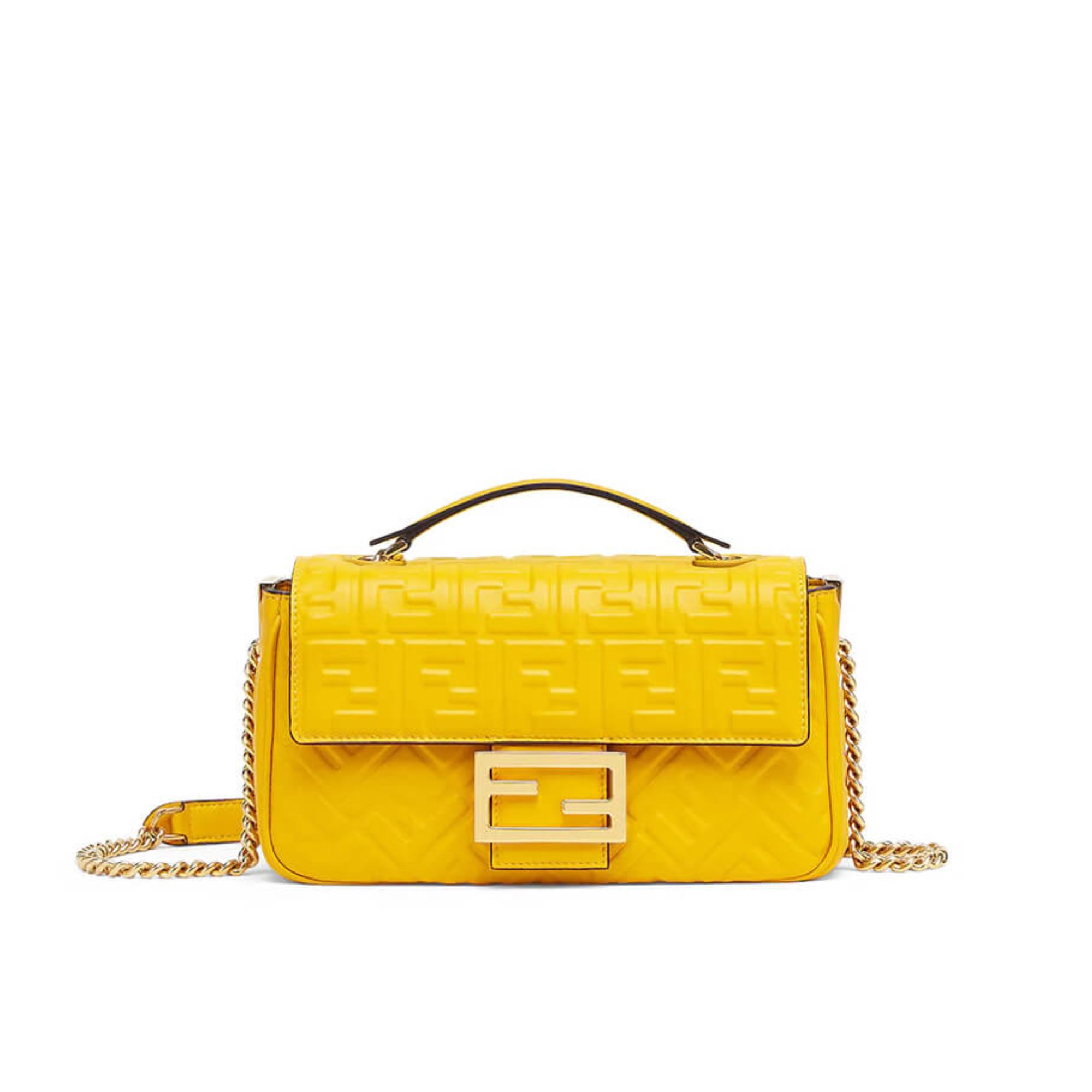 Fendi Bag Nappa Leather Bag Yellow 24Cm/ 9.4in