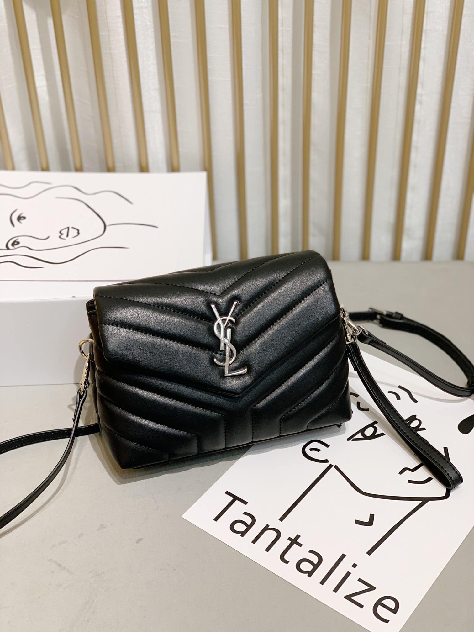Saint Laurent Loulou Toy Strap Bag In Quilted Y Leather Black