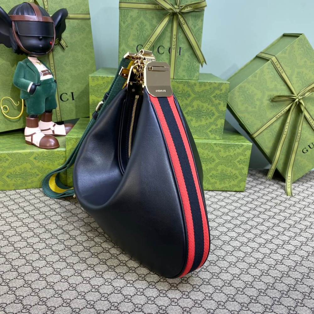 Gucci Black Leather Attache Medium Shoulder Bag