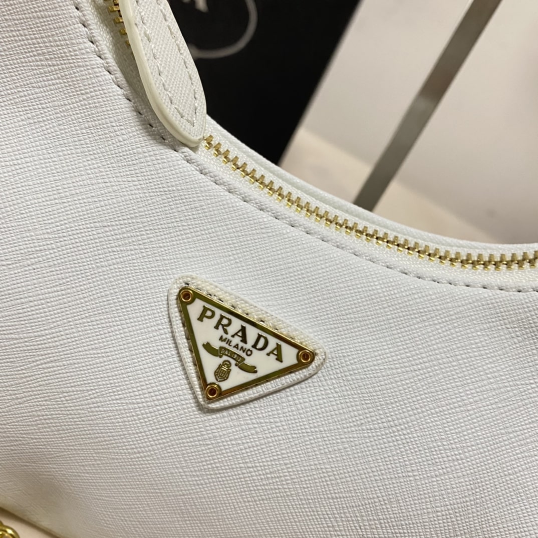 Prada Re Edition 2005 Saffiano Leather Bag White 22cm 1BH204 NZV F02EN V V2M