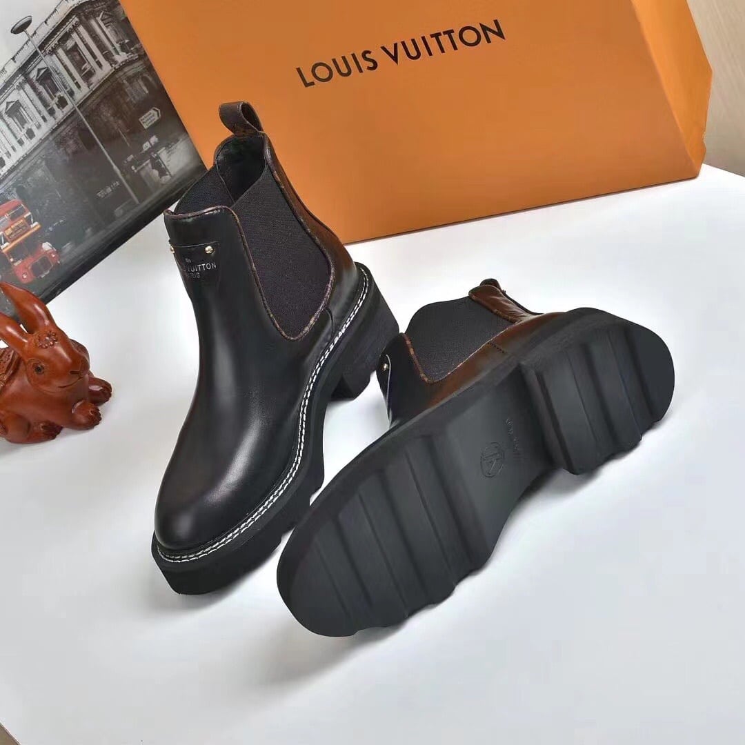 Louis Vuitton Lv Beaubourg Ankle Boots Smooth Leather Black 1A8949