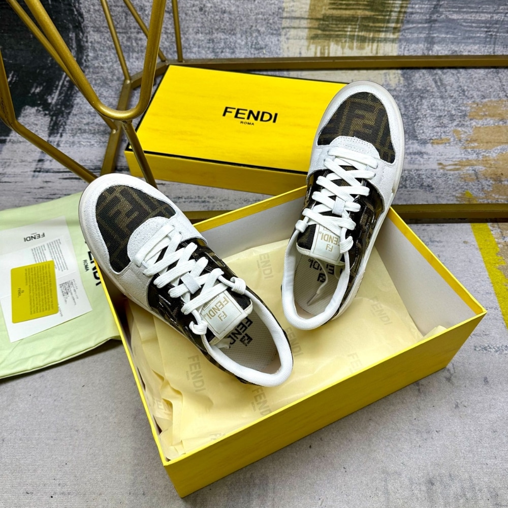 Fendi Match Sneakers Beige And Brown
