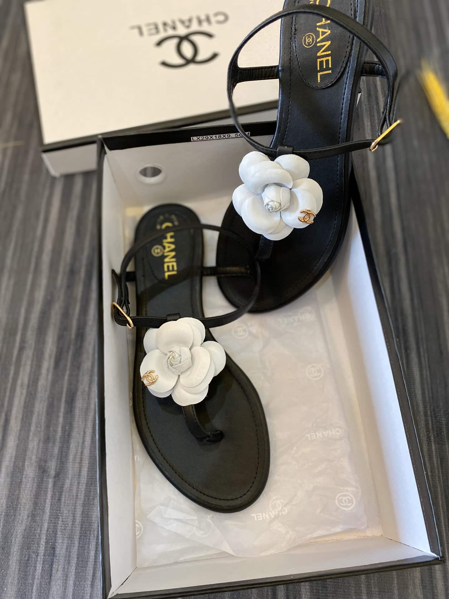 Chanel Jelly White Rubber Camellia Cc Logo Sandals Black
