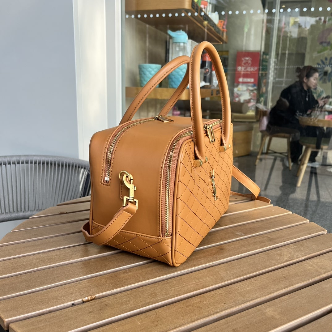 Saint Laurent Lyia Duffle In Quilted Brown 31Cm