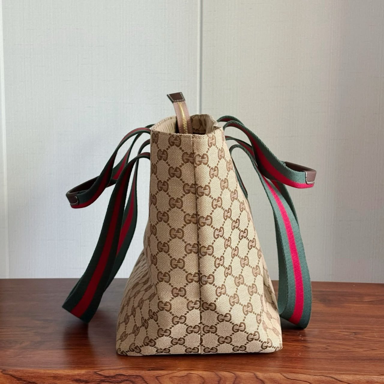 Gucci GG Medium Tote Bag 36cm/14.2in Sand And Brown GG Canvas ‎875929