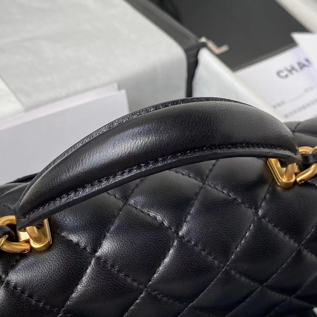 Chanel Mini Flap Bag With Top Handle Black 20Cm As2431