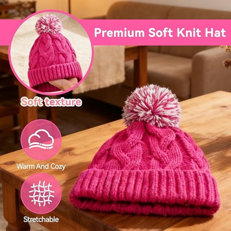 Slouchy Chunky Knit Beanie with Pom Pom