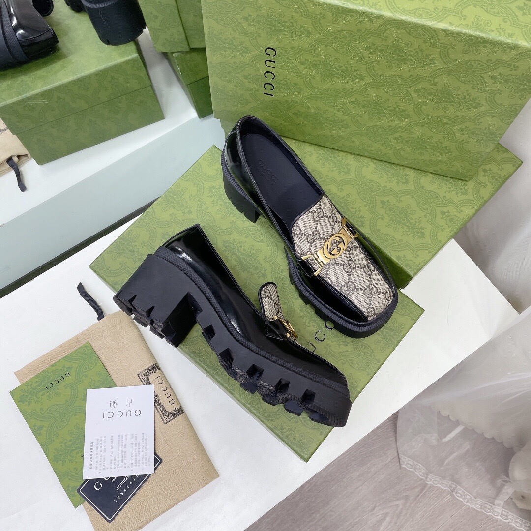 Gucci Ladies Interlocking Double G Loafers 670417 Dksm0 1063