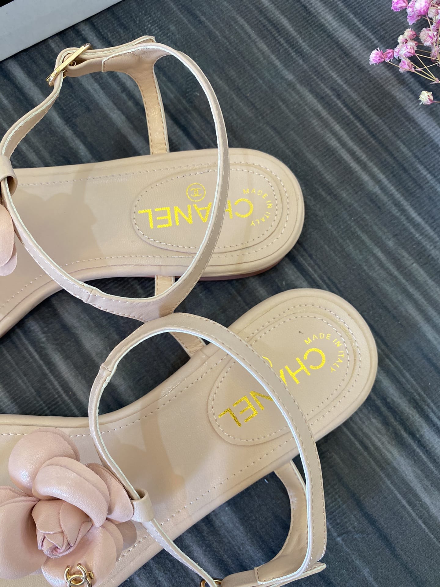 Chanel Jelly Rubber Camellia Sandals Pink