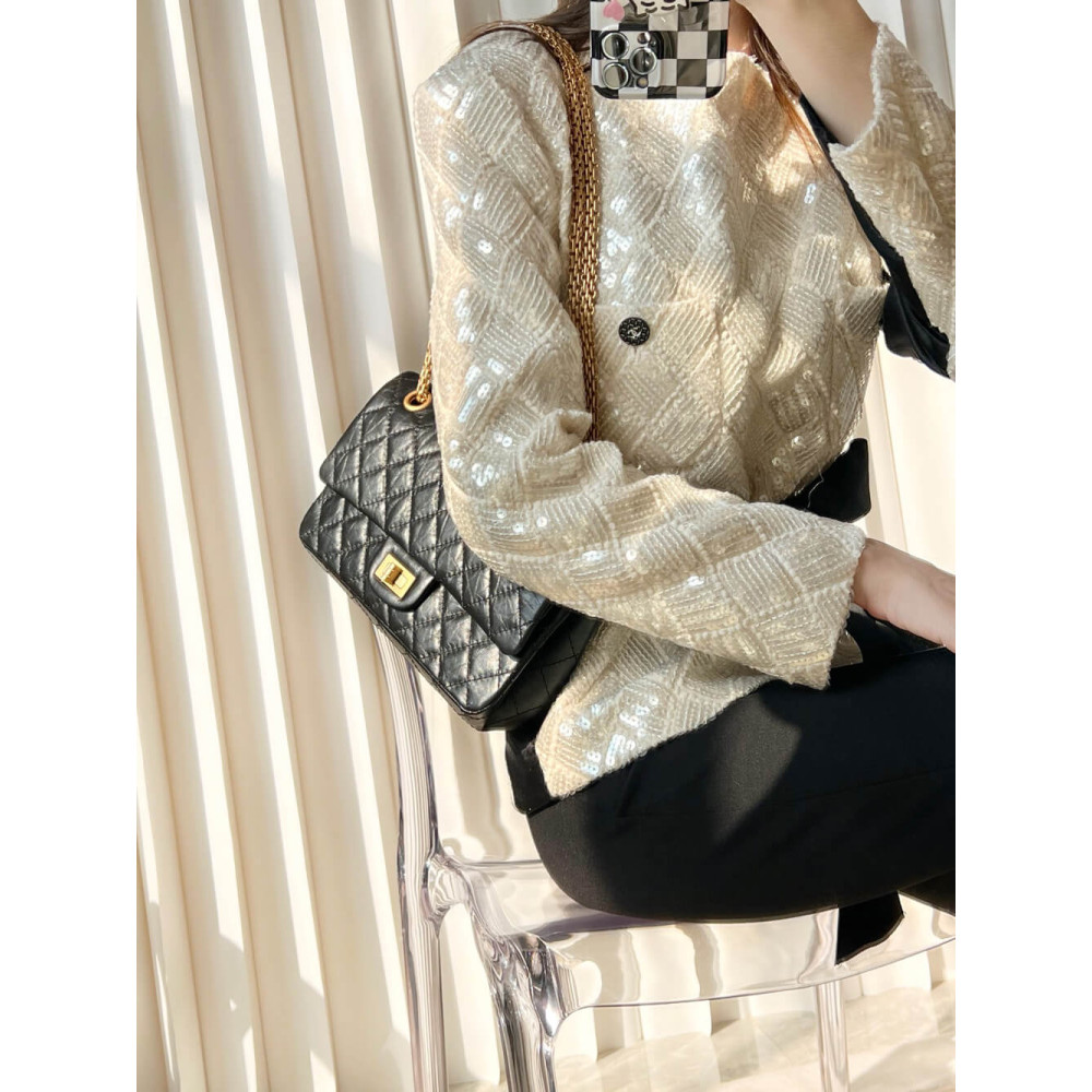 Chanel 2.55 Reissue 227 Aged Calf Black Flap Bag 28cm