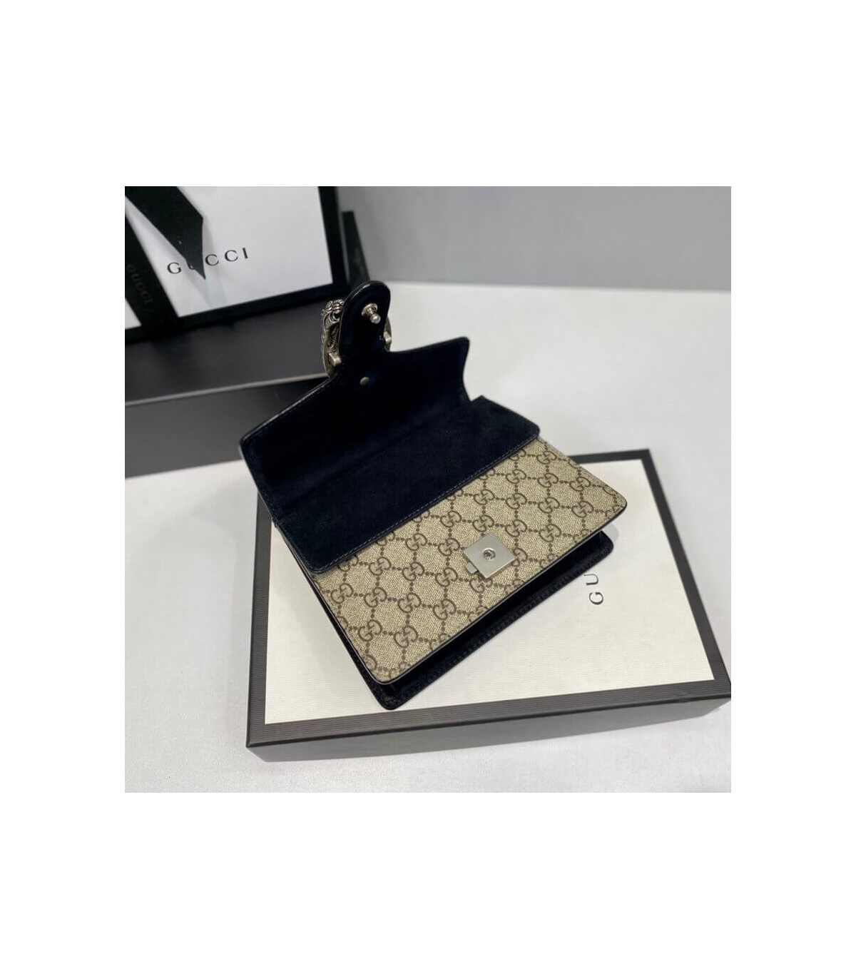 Gucci Dionysus GG Supreme Mini Bag Black 20cm