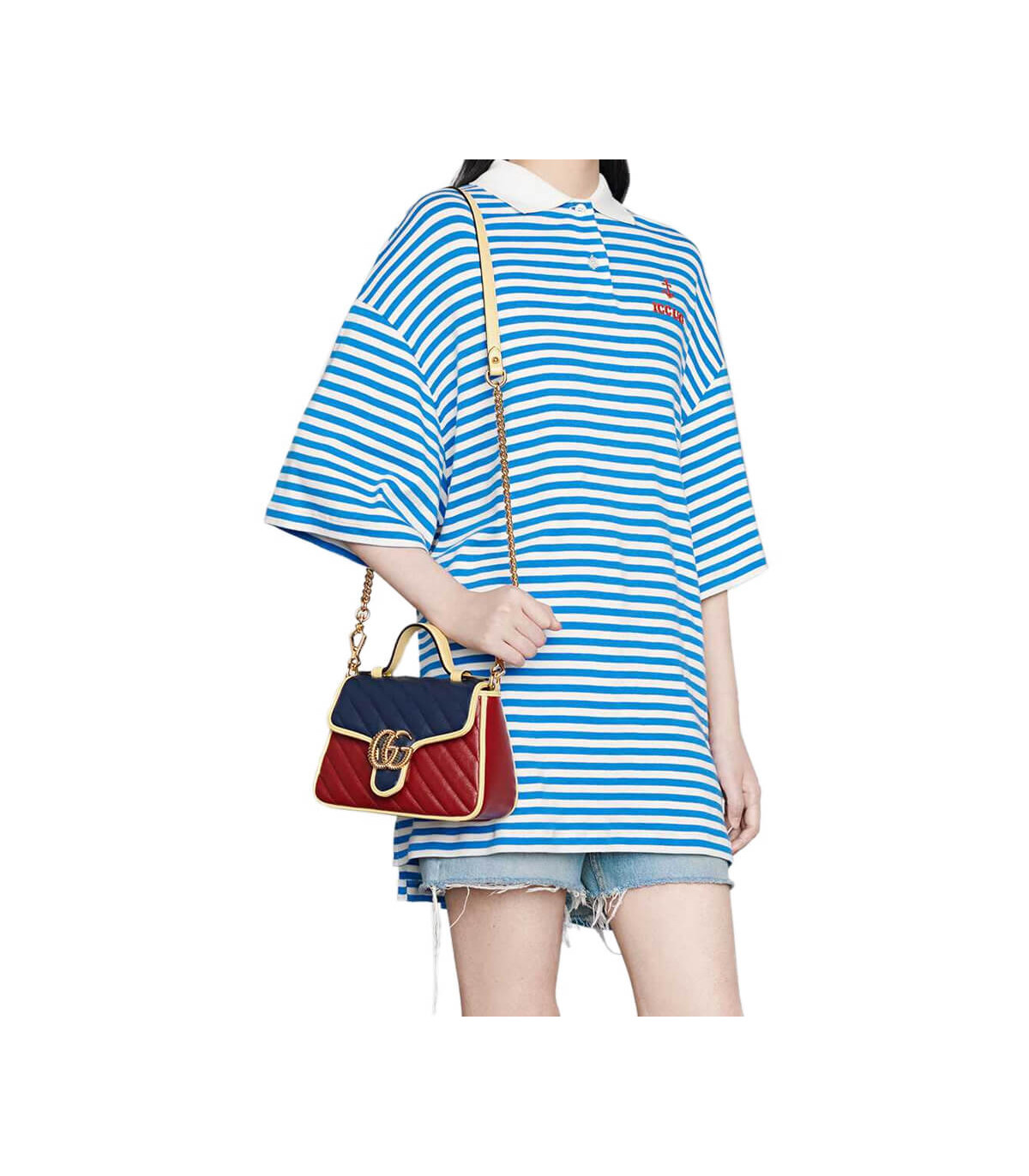 Gucci GG Marmont Mini Bag Blue and Red Leather
