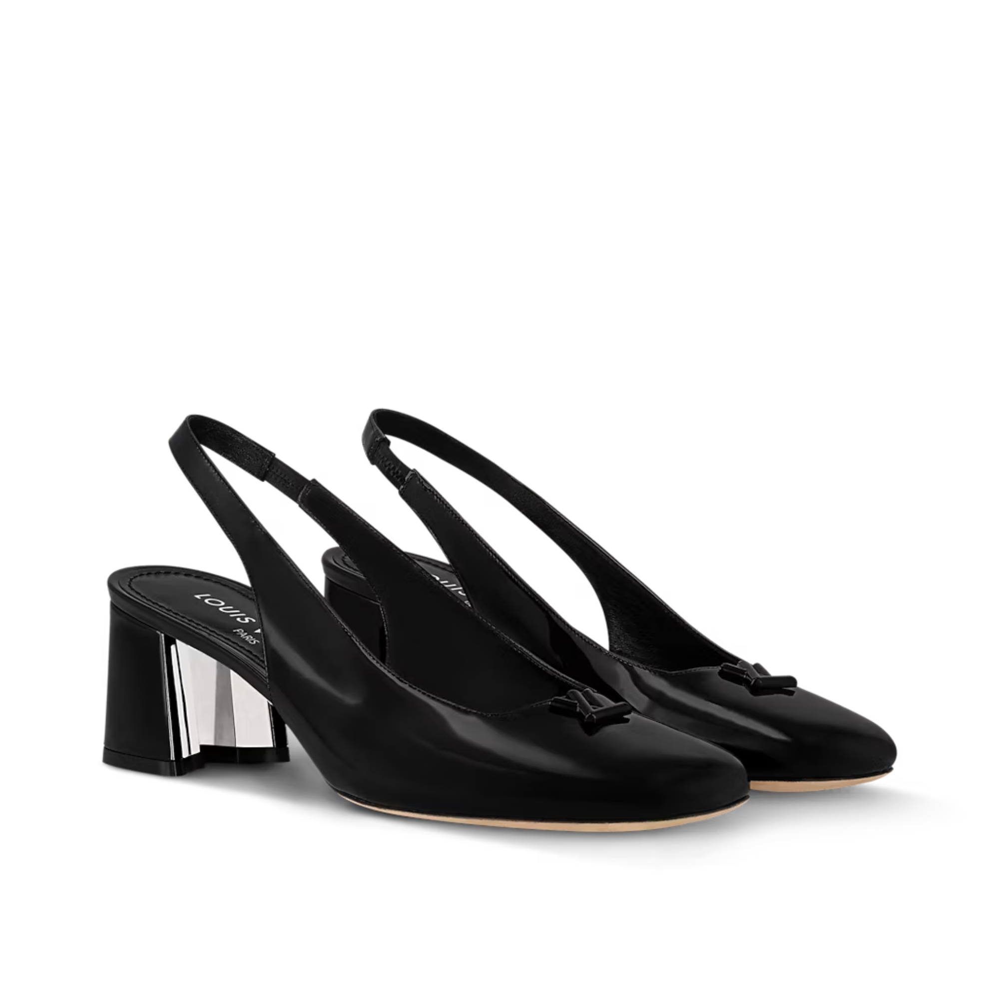 Louis Vuitton Madeleine Slingback Black Patent Leather Pumps 3.5cm