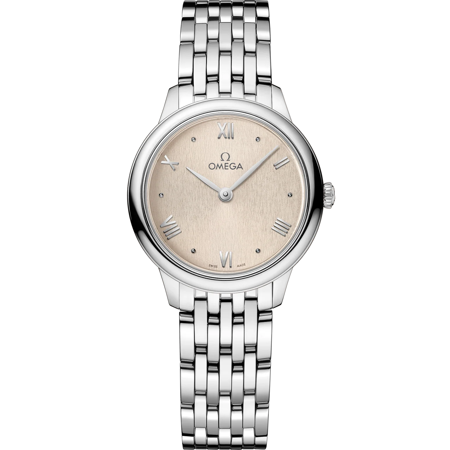 Omega De Ville Prestige 27.5 mm Linen Dial Stainless Steel Bracelet 434.10.28.60.09.001
