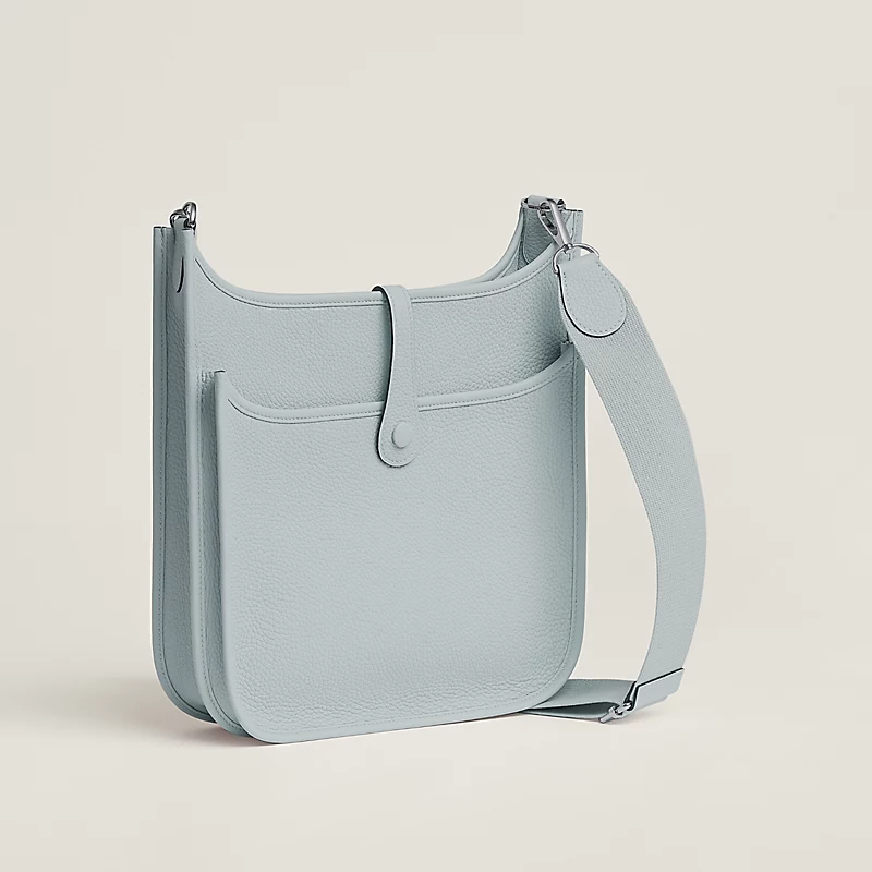 Hermès Evelyne III 29 Clemence Leather Bag Palladium Hardware Light Blue 29cm