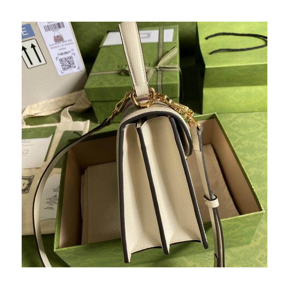 Gucci Ophidia Small Top Handle Bag With Web White