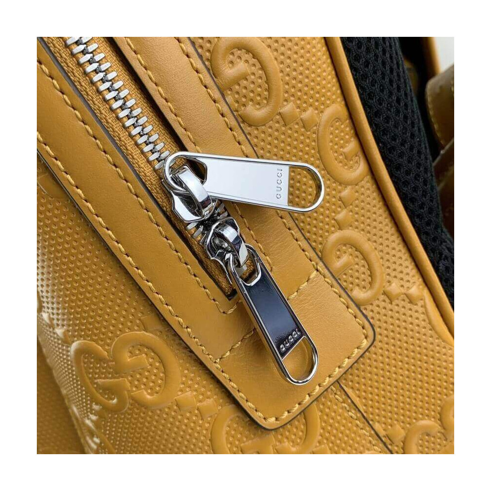 Gucci GG Embossed Backpack in Yellow Leather