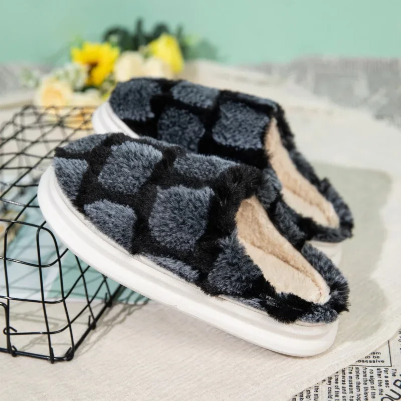 Men Slippers Casual Fashion Comfortable Breathable Plus Velvet The New Keep Warm Wear-Resistant Non-slip Round Toe Soft Elastic