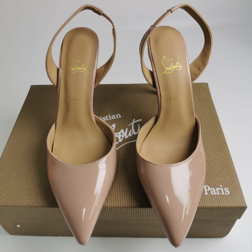 Christian Louboutin Apostropha Sling 80 Nappa Leather Beige 1240830N295