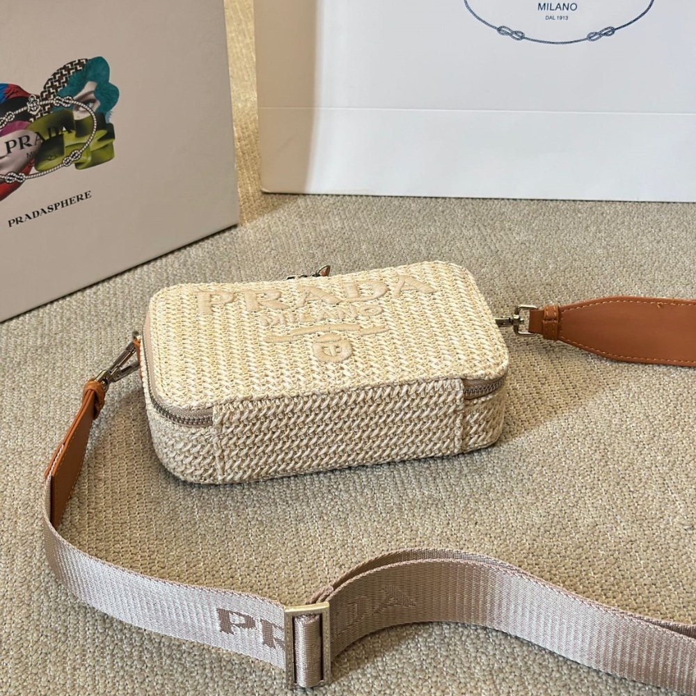 Prada Crochet Prada Brique Bag Natural 20Cm 2Vh173 2M2T F0018 V Nlo