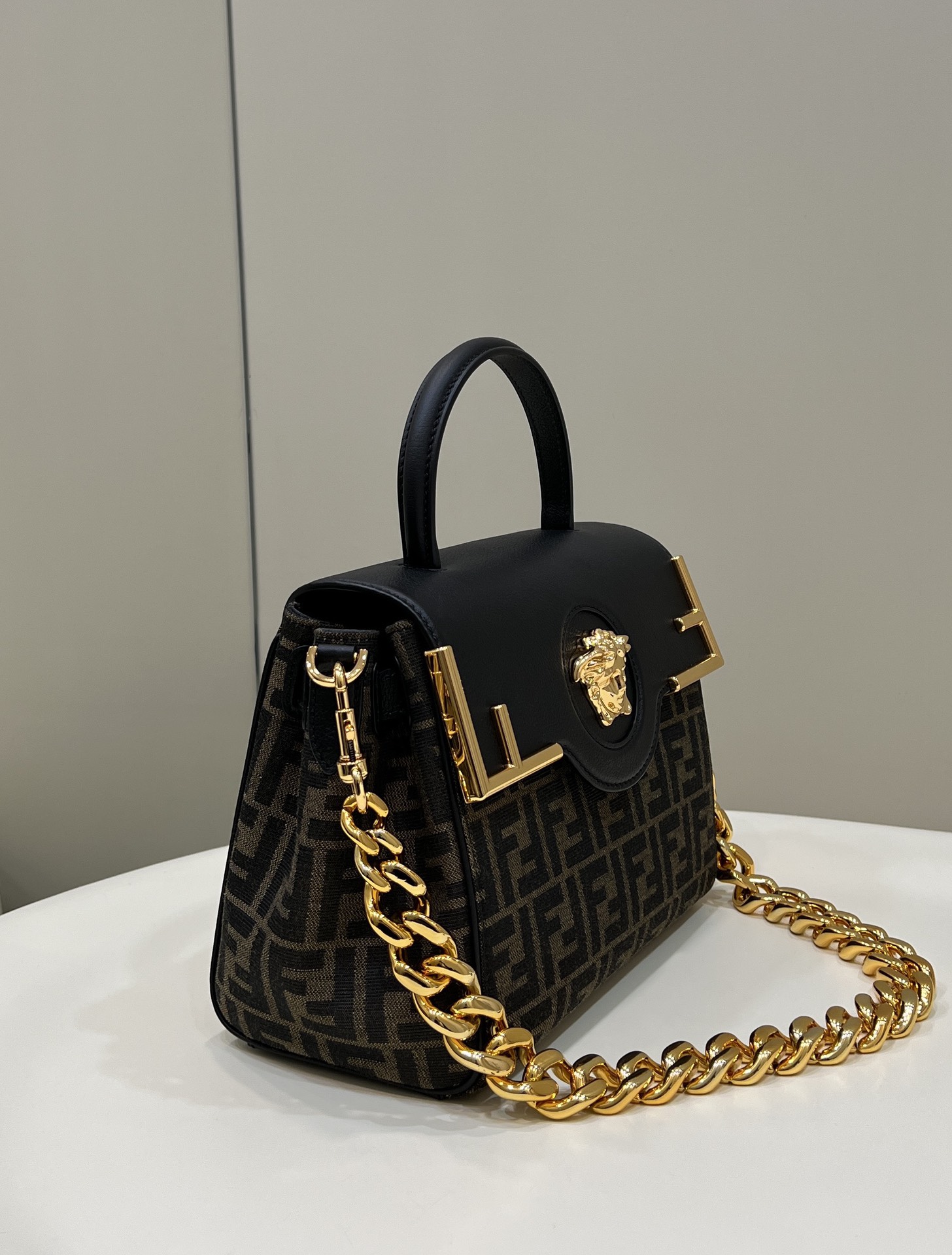 Fendi x Versace Fendace La Medusa Top Handle Bag Zucca Canvas 25cm