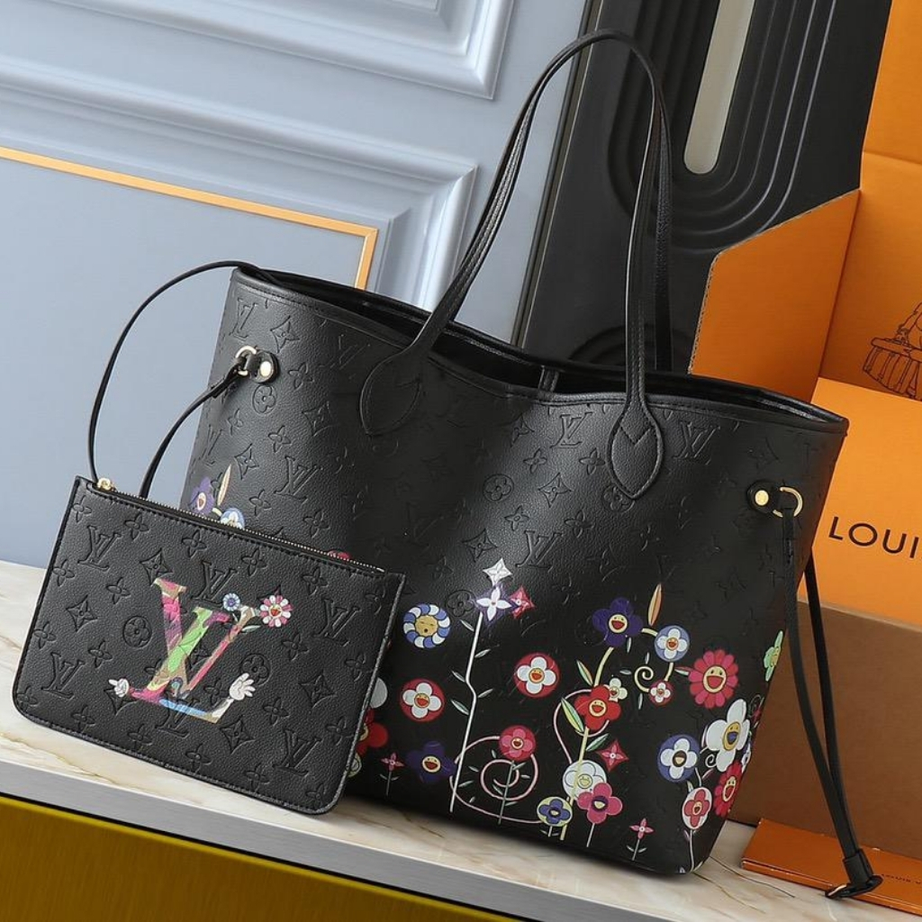 Louis Vuitton X Takashi Murakami Neverfull MM Black 31Cm M13675