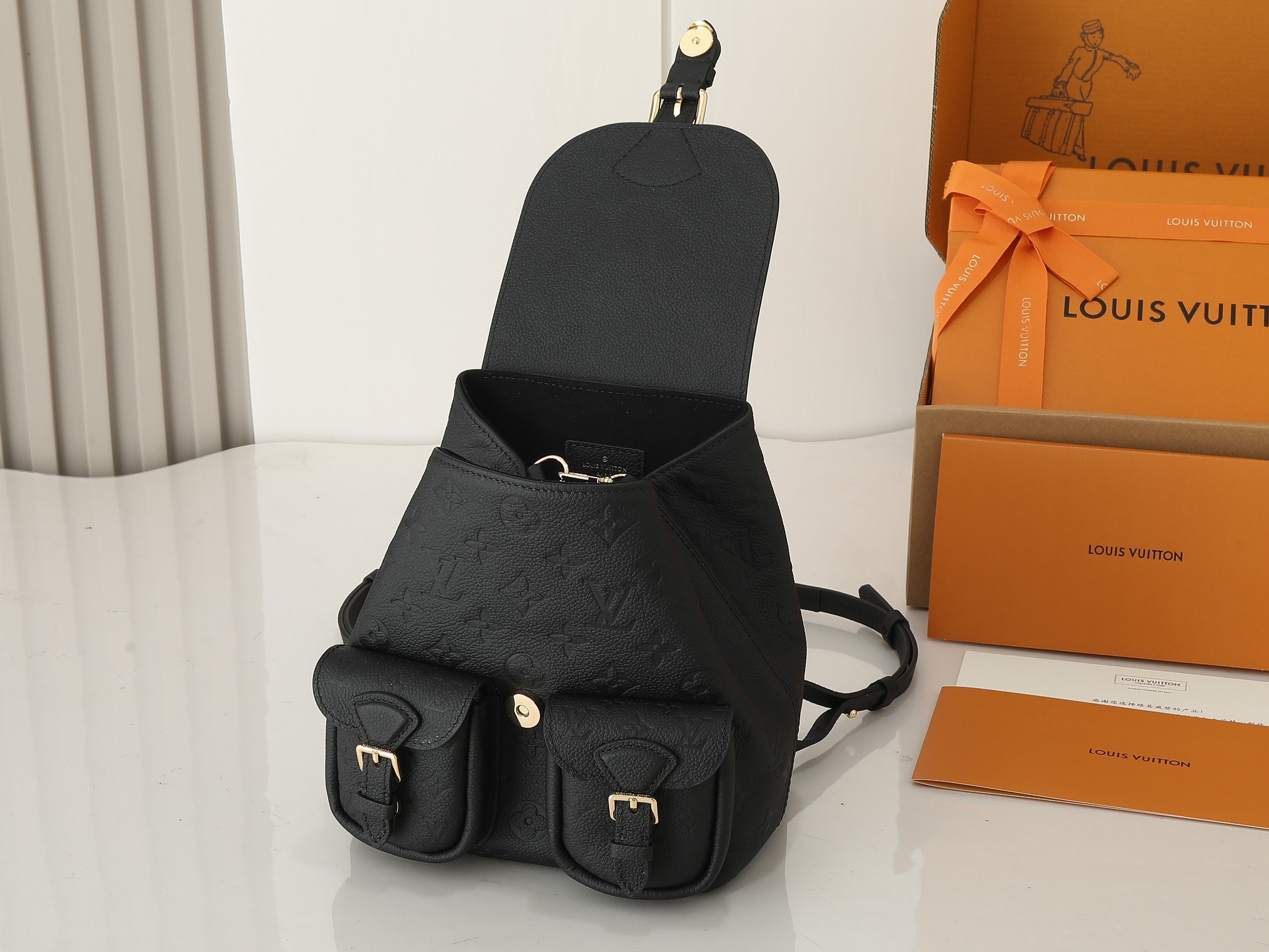 Louis Vuitton Backup Monogram Empreinte Leather – Women – Handbags Black