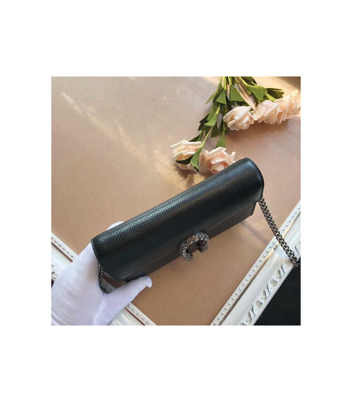 Gucci Dionysus Black Leather Mini Chain Bag