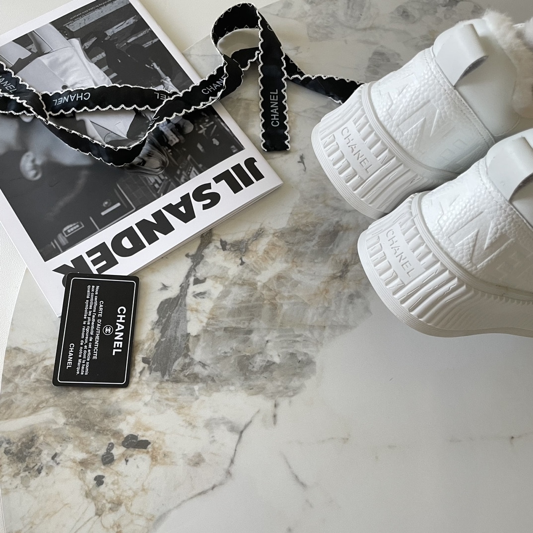 Chanel Winter Fur Sneakers White