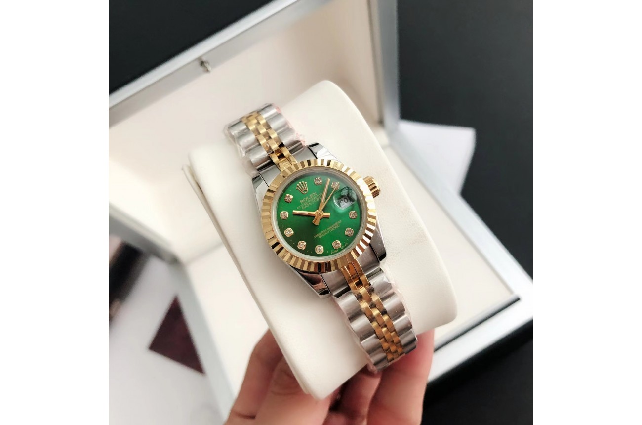 Rolex Datejust 36/28mm RG/SS Jub Green/Dial