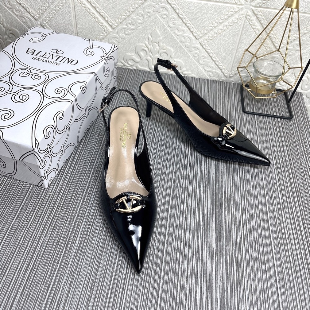 Valentino Vlogo The Bold Edition Slingback Pumps In Patent Leather 60Mm In Black