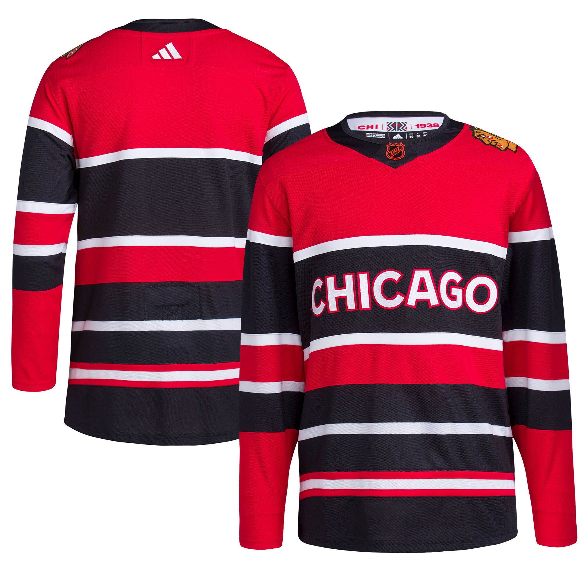 Chicago Blackhawks adidas Reverse Retro 2.0 Authentic Blank Jersey – Red