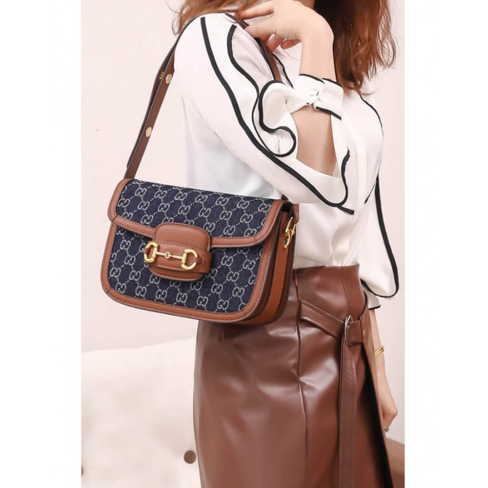 Gucci Horsebit 1955 Small Bag in Blue Denim