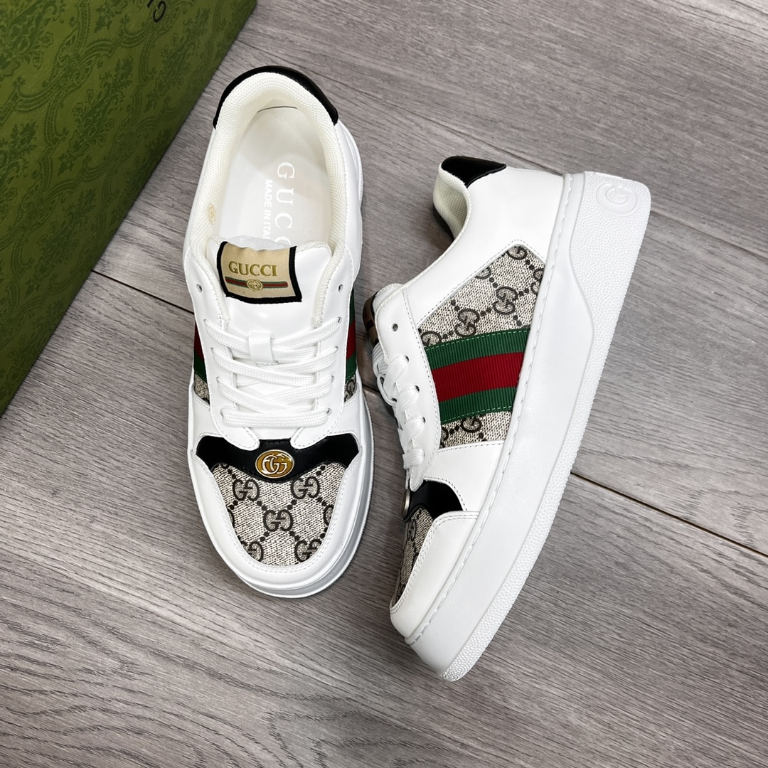 Gucci Screener Sneaker Gg Canvas With Web White
