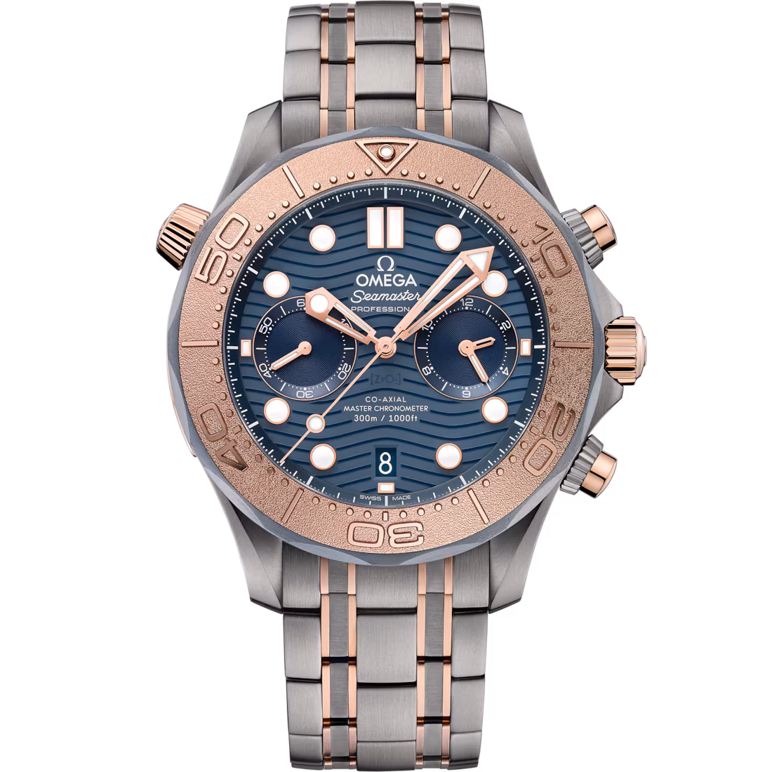 Omega Seamaster Diver 300M 44mm Blue Dial Titanium ‑ tantalum ‑ Sedna™ 18k Rose Gold Bracelet 210.60.44.51.03.001