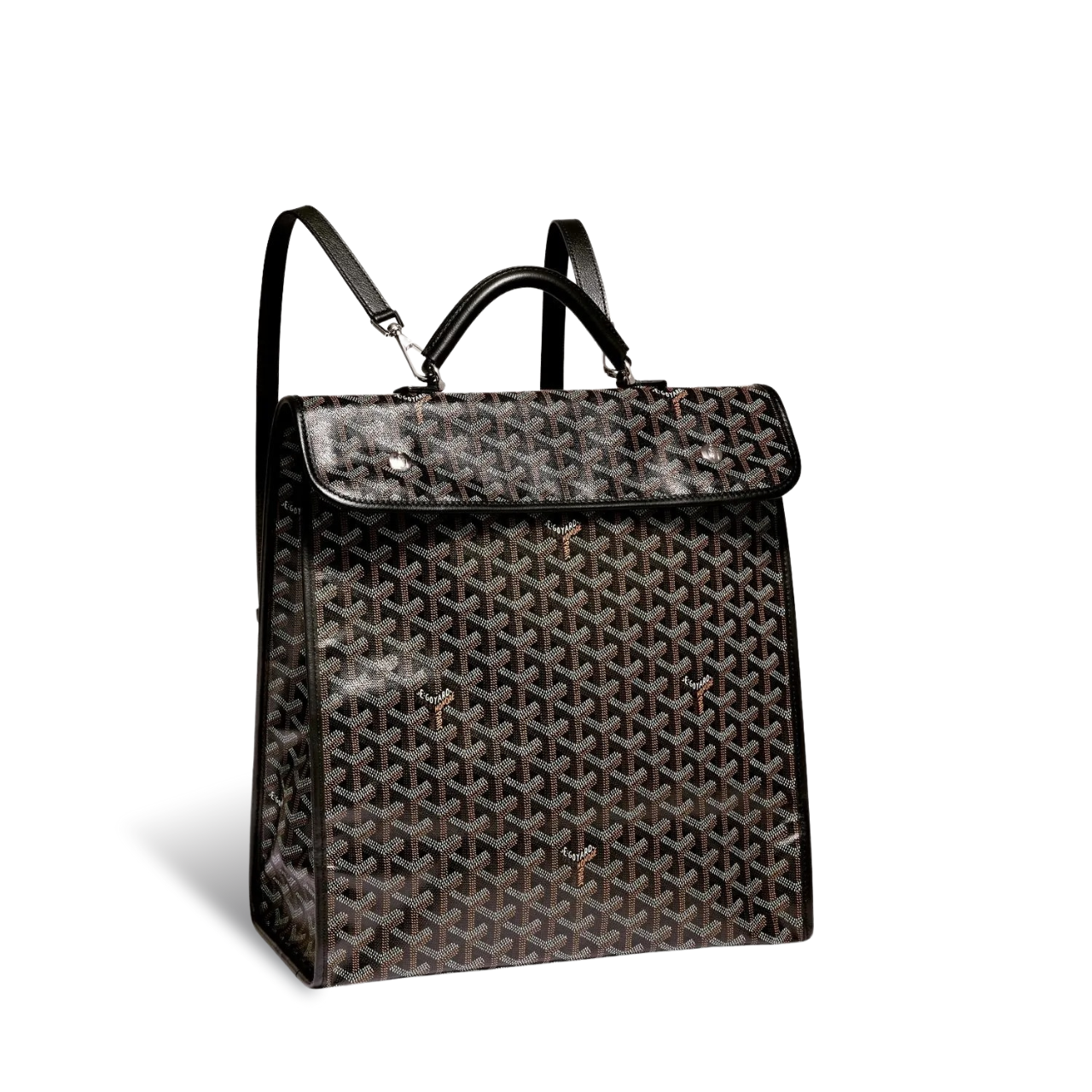 Goyard Leger Backpack 37 Cm Black Goyardine Canvas With Calfskin Trim
