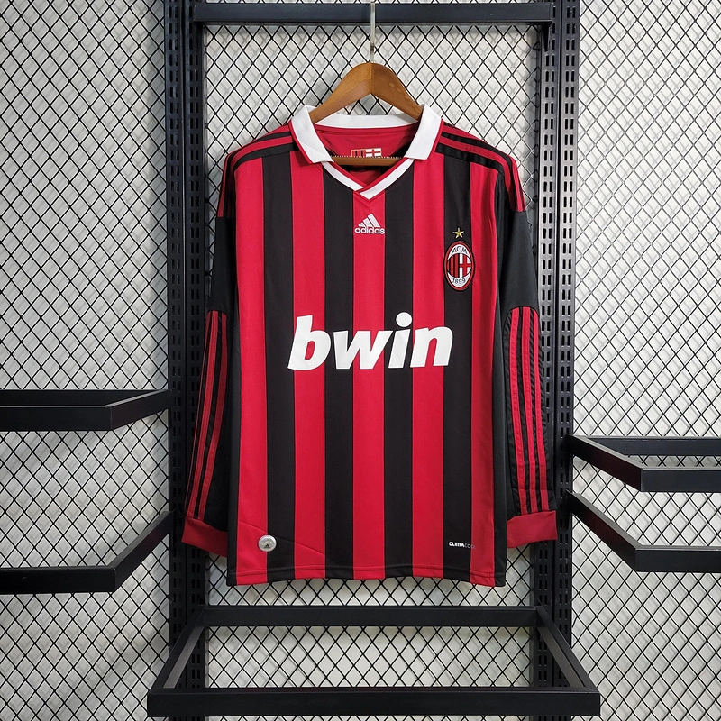 Retro Long Sleeve 2009-10 AC Milan Home ZAMBROTTA KAKA MALDINI RONALDINHO BECKHAM ELSHAARAWY PIRLO Football jersey retro