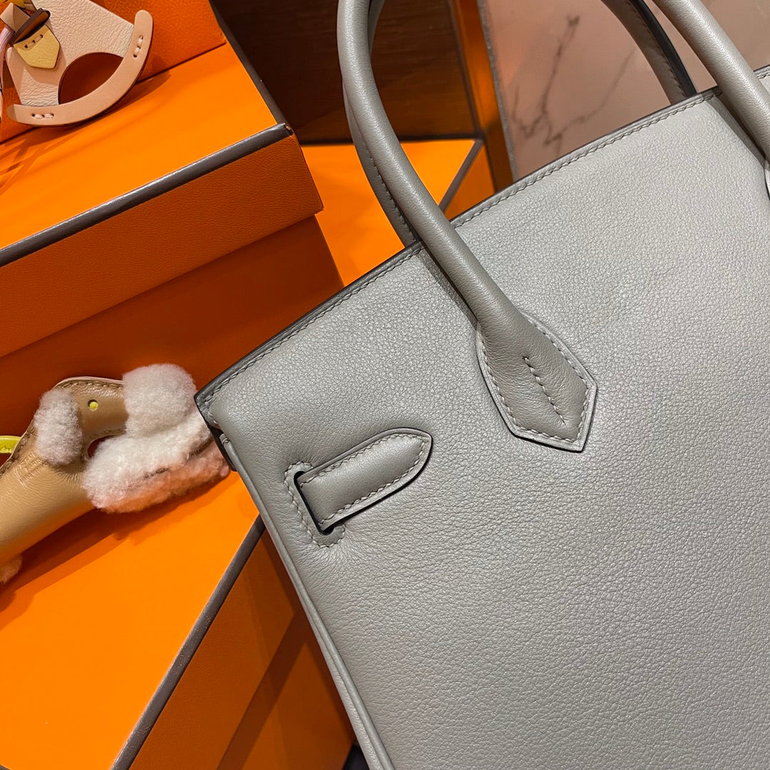 Hermes Birkin 30Cm Grey Swift Leather Gold Hardware