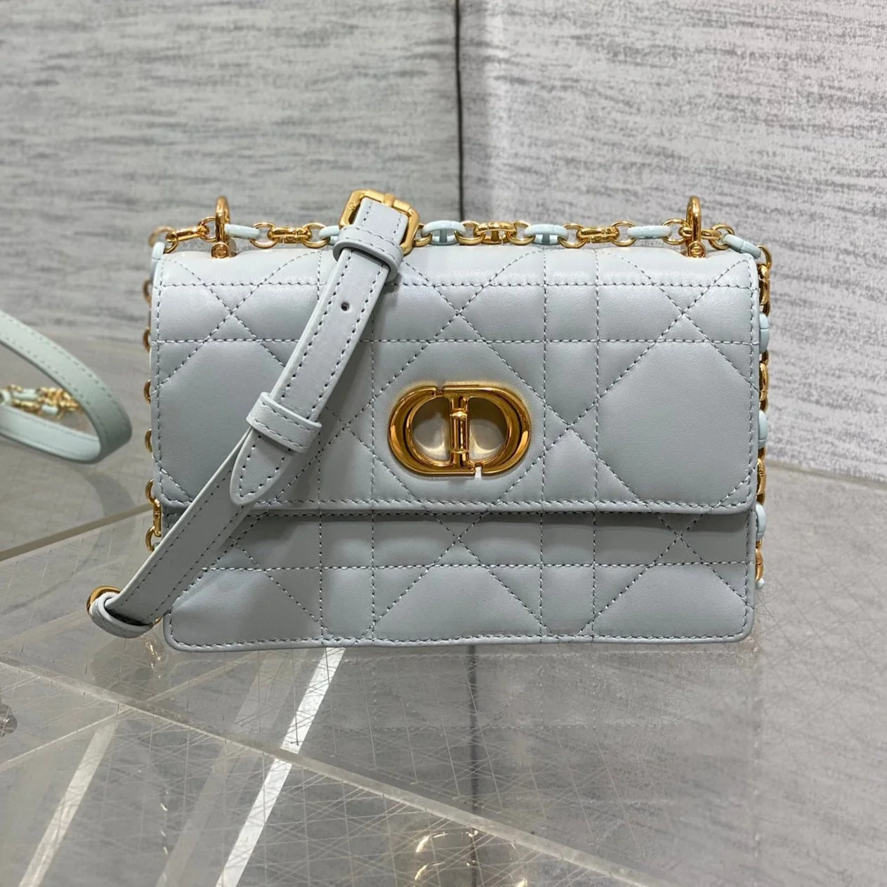 CD Miss Caro 17 Bag Light Blue Calfskin 226496