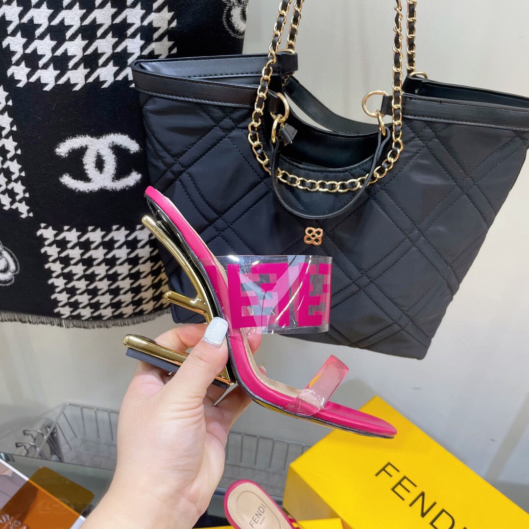 Fendi First Ff Transparent Plastic Handle Pink